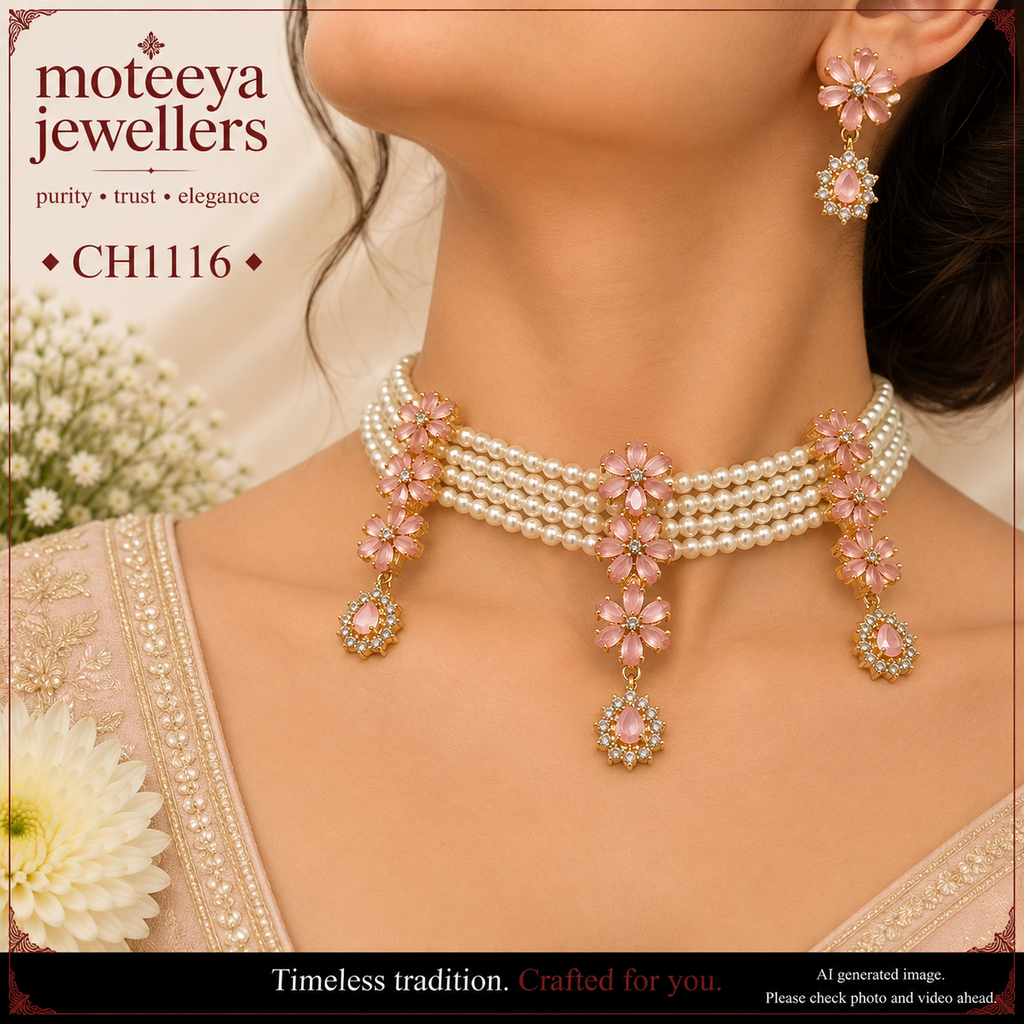 Baby pink dangler choker CH1116