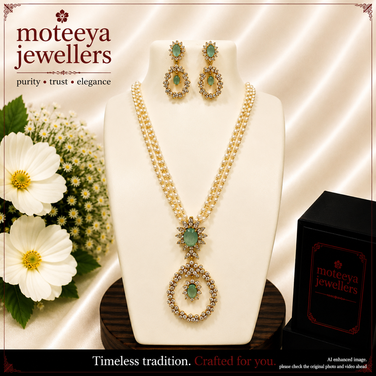 AD Ring Pendulum Locket Set with pearl strands L1104 1104