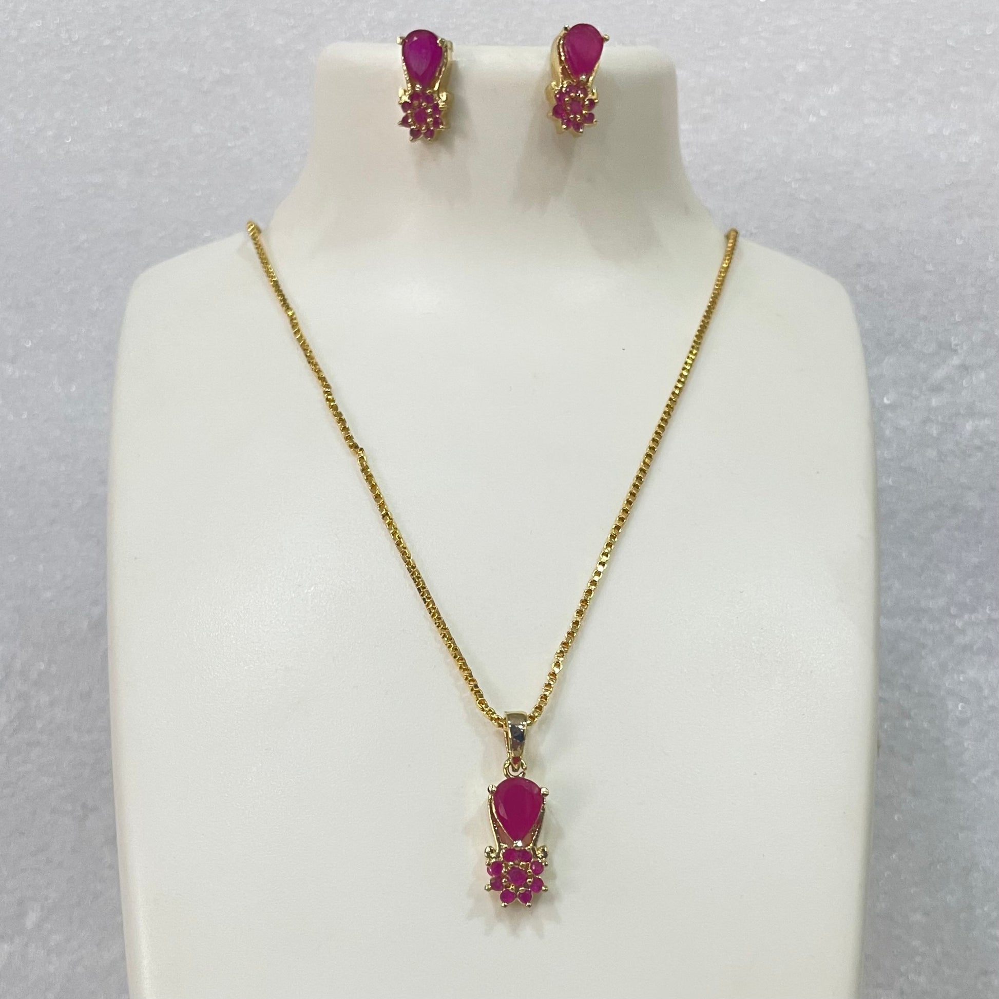 Rani pink stone locket set with chain L1106 1106
