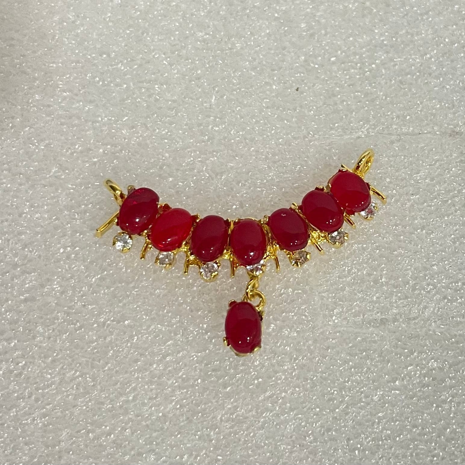 Red uncut stone bar pendant set PR1102 1102