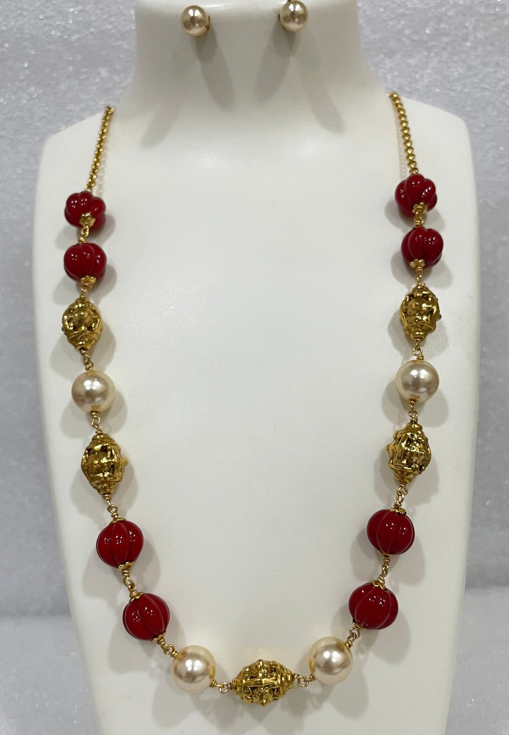 Coral and pearl Necklace N1131 1131