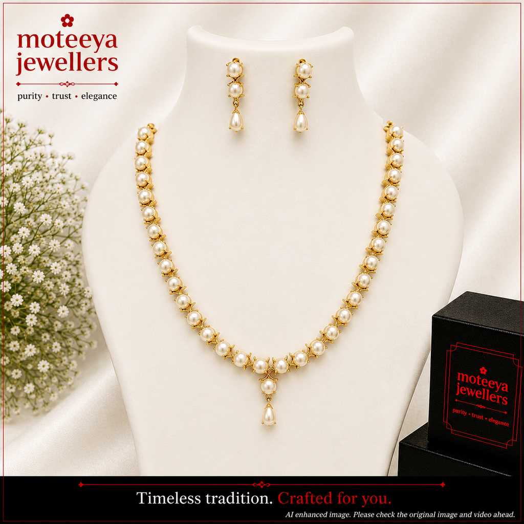 Pearl Necklace With V Design m555 555