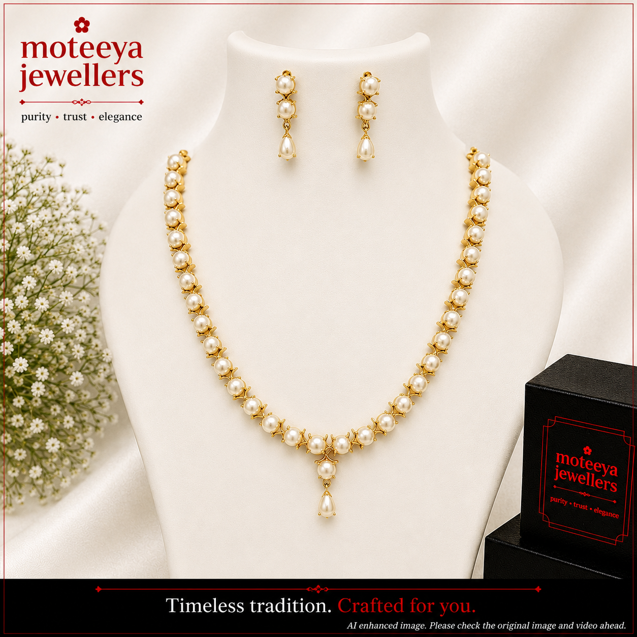 Pearl Necklace With V Design m555 555