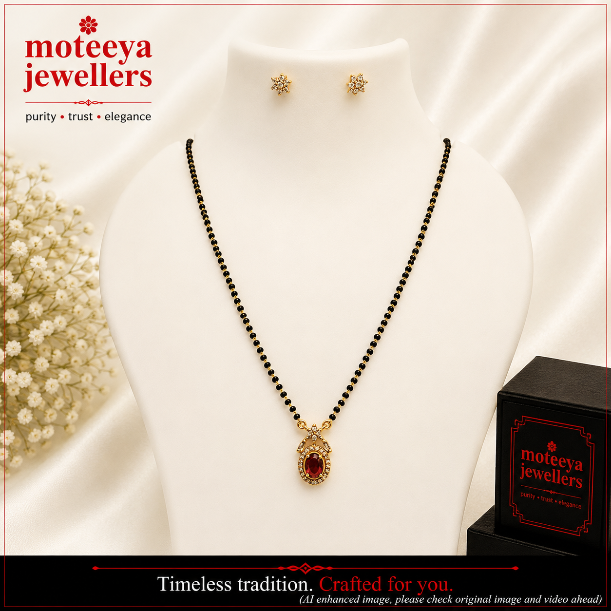 Pink Oval Stone Crystal Mangalsutra m547 547