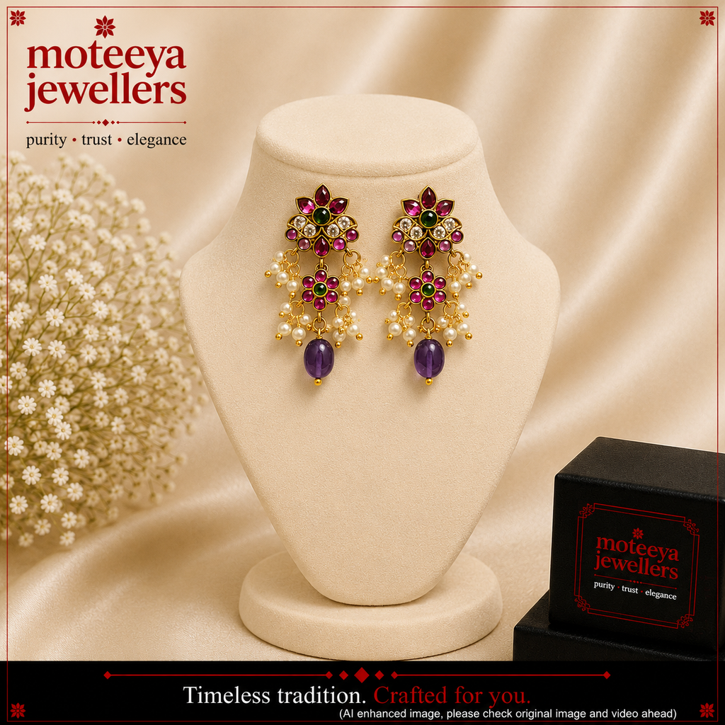 Red Green Violet Antique Earrings m539 539