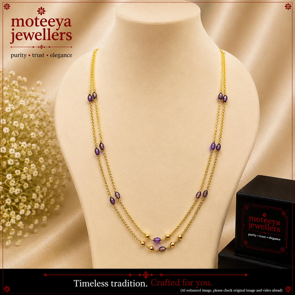 Ameythyst Colour Drops Chain Ranihaar m459 459