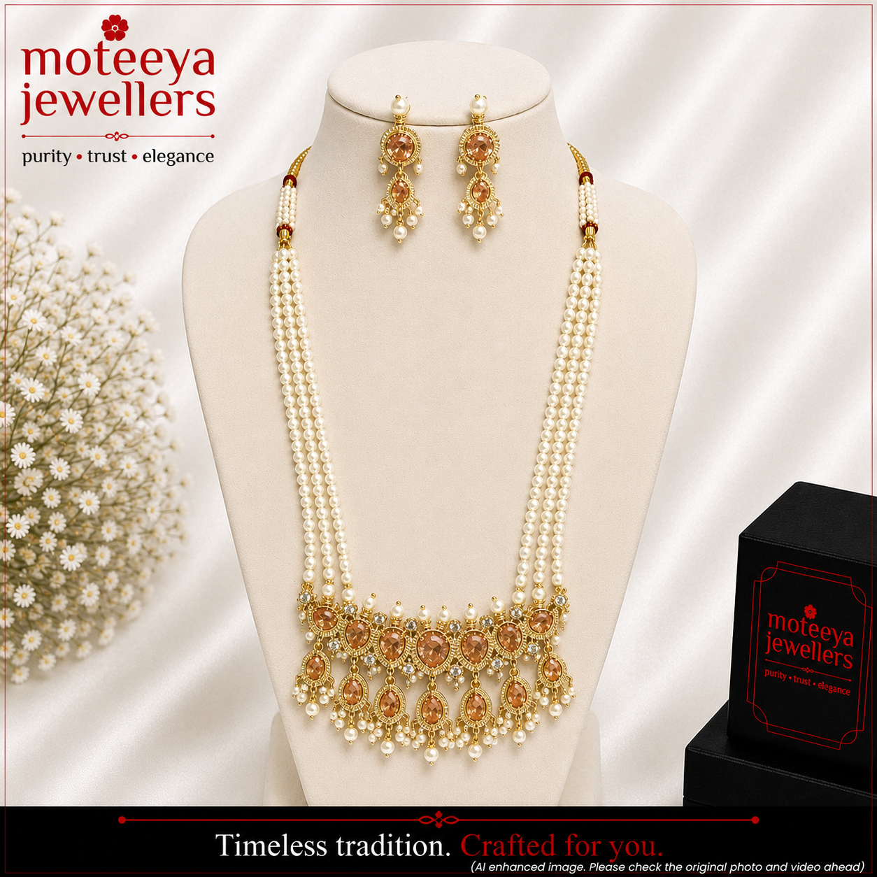 Champagne Green American Diamond Maharashtrian 7-leaves Tanmani Set