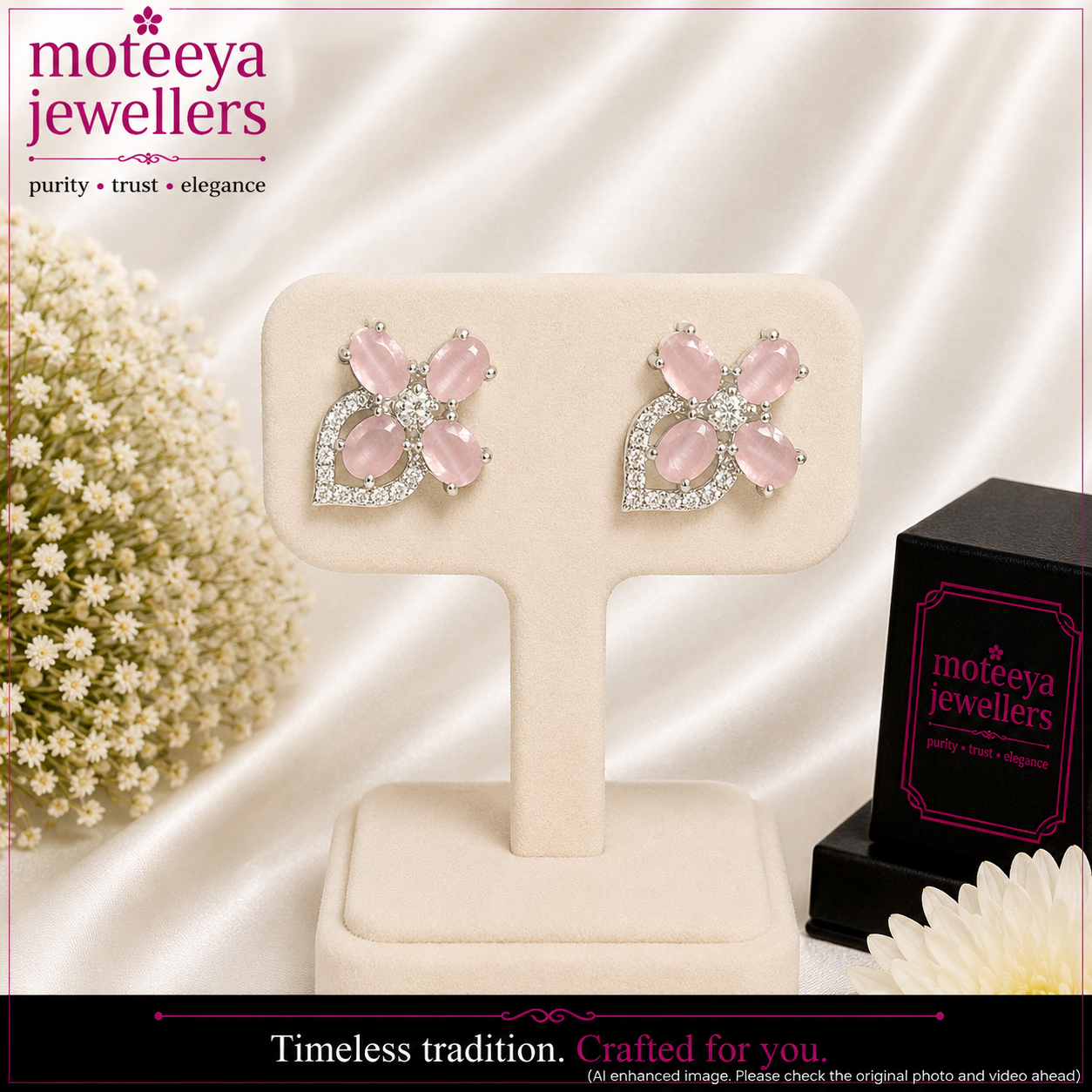 Pink and White American Diamonds Tops
