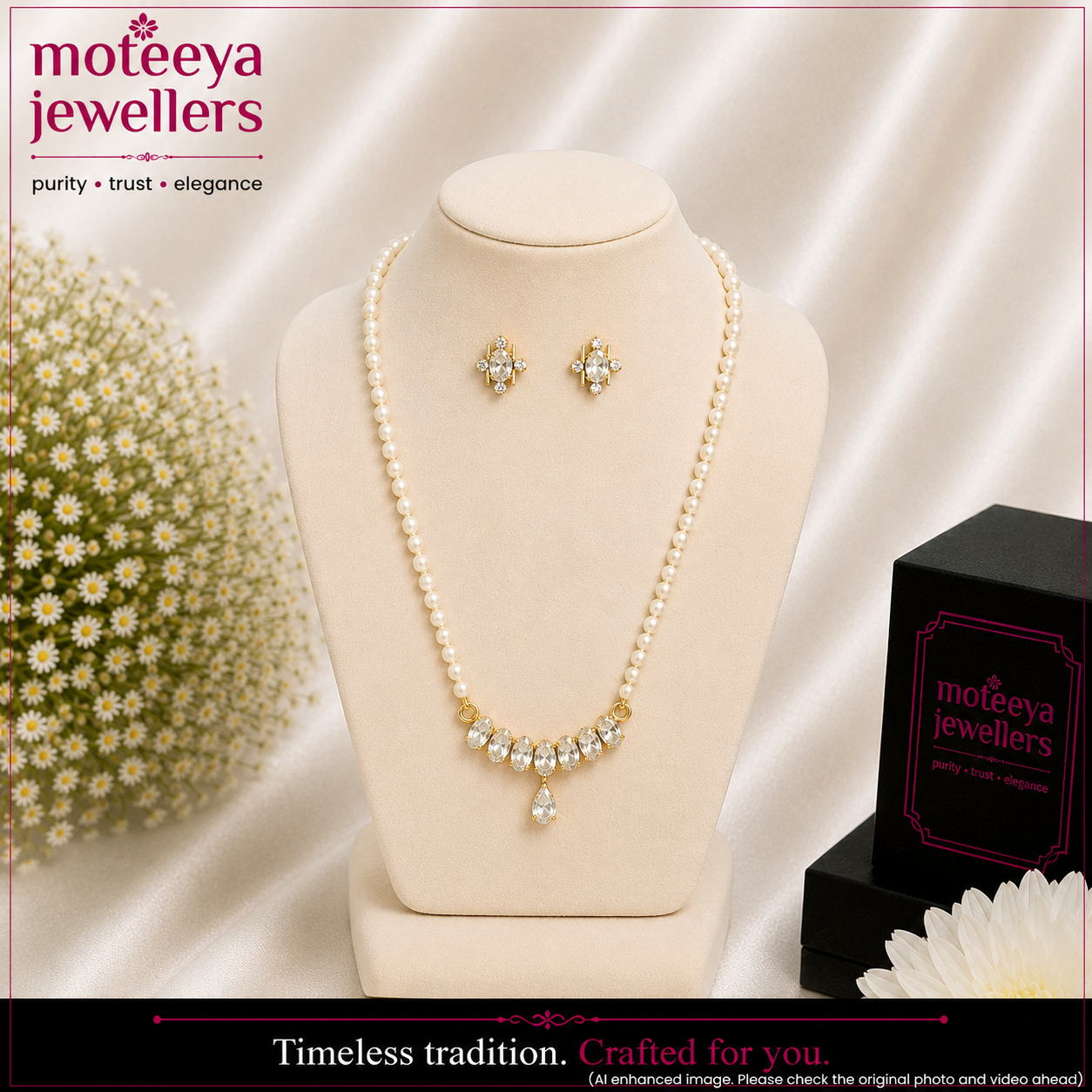 Small American Diamond Bar Pendant Set PEN017