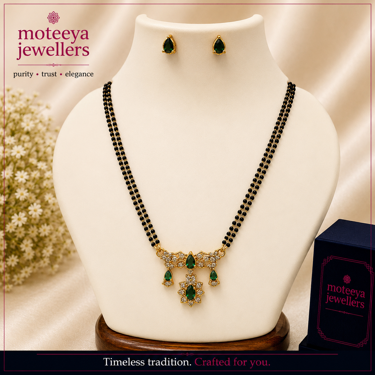 Green AD Crystal Mangalsutra m597