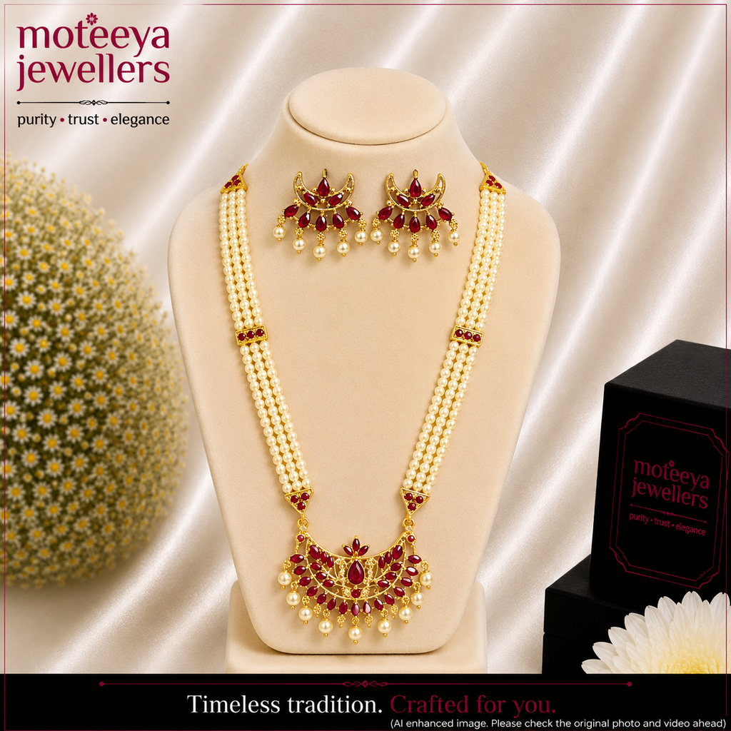 Pink & Red Moti Ranihaar Set PEN033