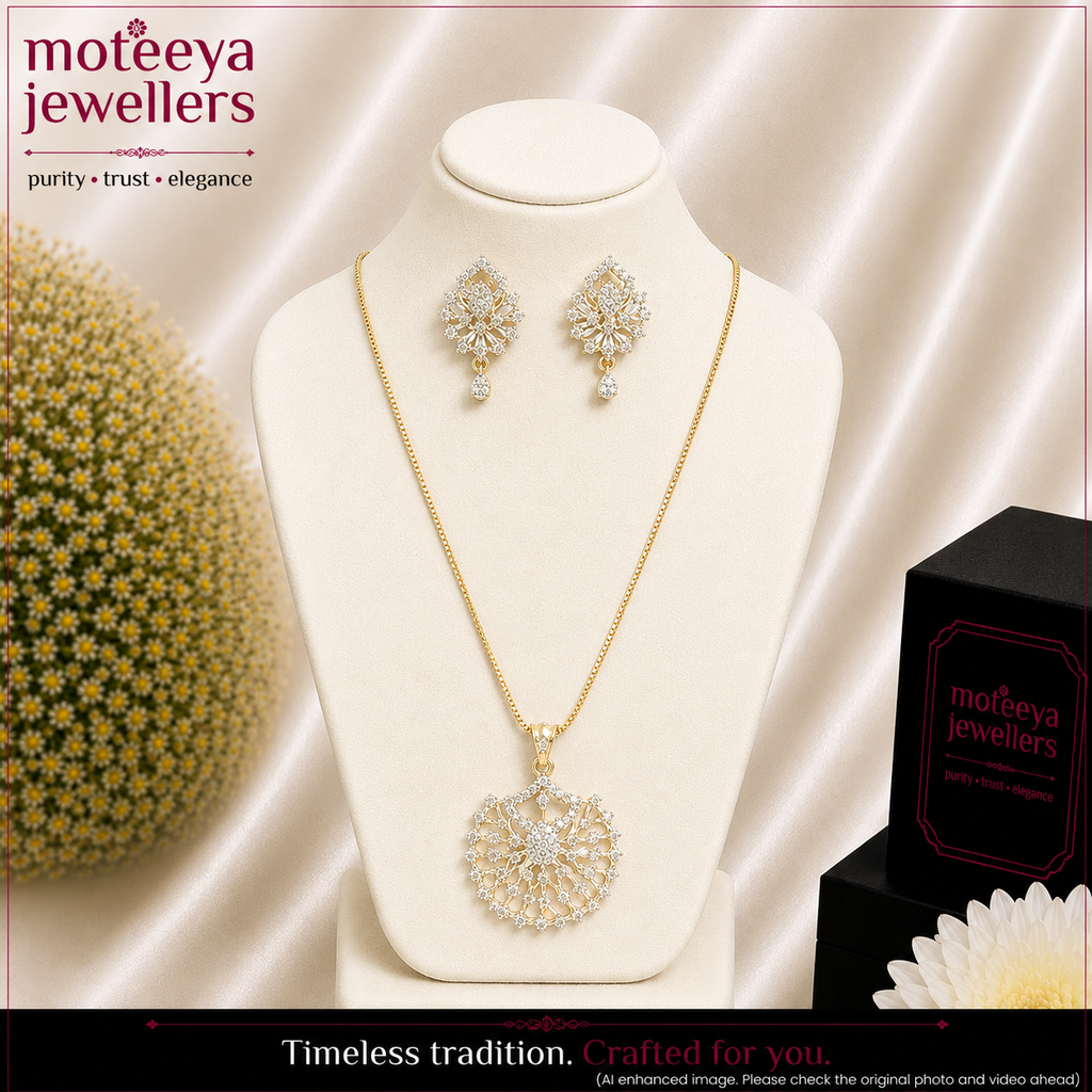 White American Diamonds Locket Set with Chain