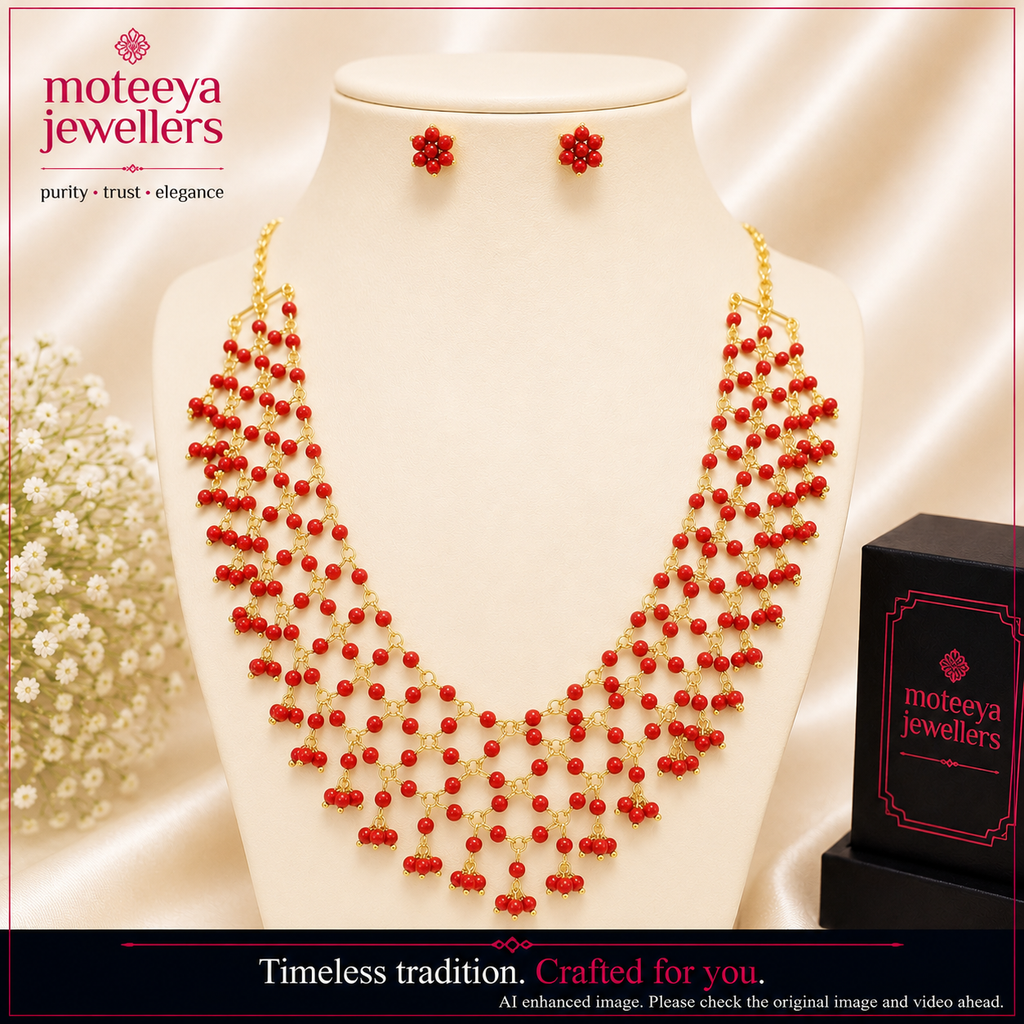 Coral Jali Necklace Set m399 399