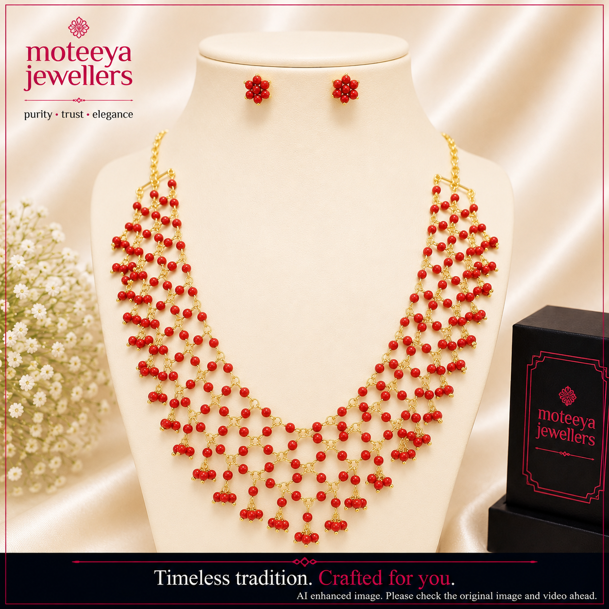 Coral Jali Necklace Set m399 399
