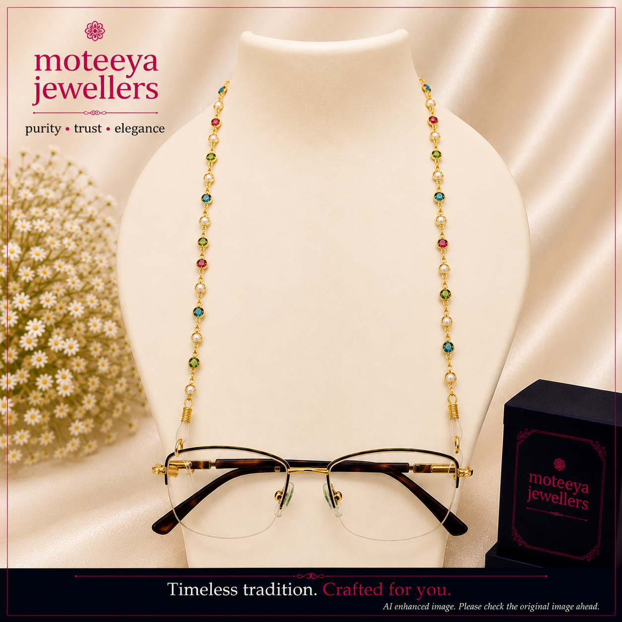 Multi Colour Stones Spectacles Chain m596
