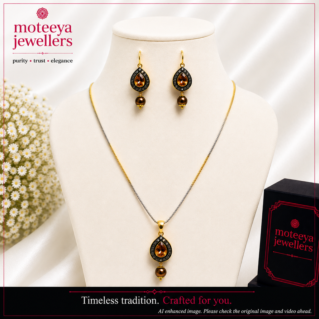 Oxidised Champagne Colour Locket Set m588 588