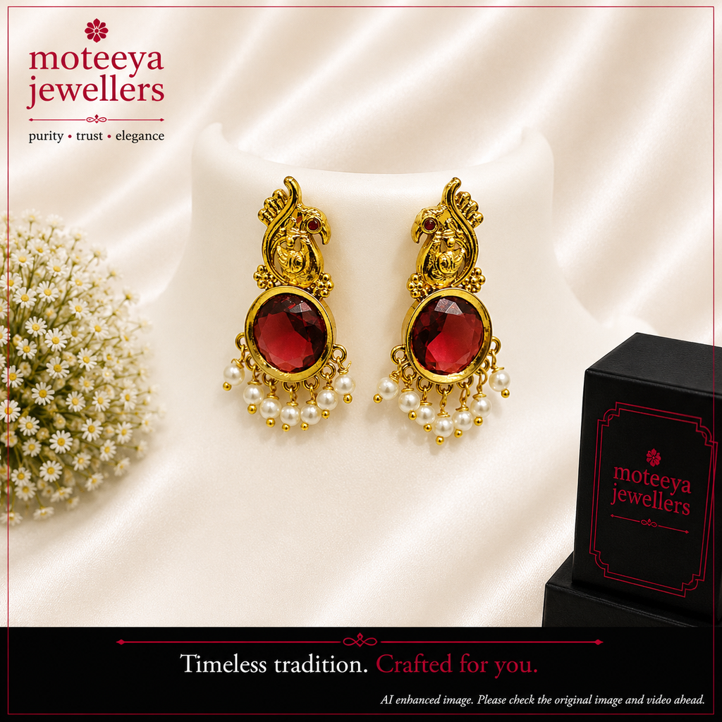 Red Garnet Colour Antique Mayur Earrings m585 585