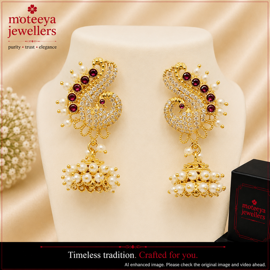 Red Mayur Ghumti Earrings m575 575