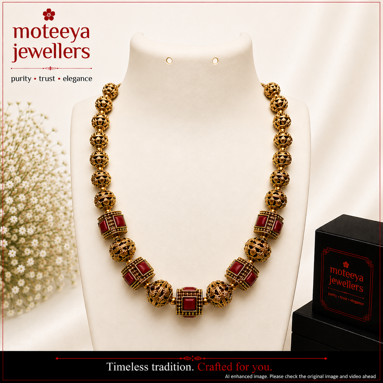 Antique Red Meena Necklace 050043