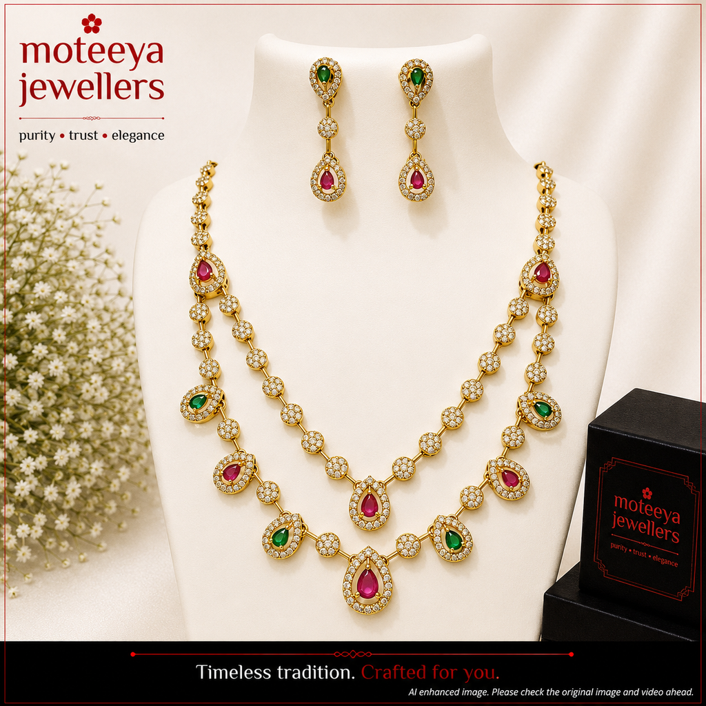 Pink Red and White Delicate Two Layered Necklace m488 488
