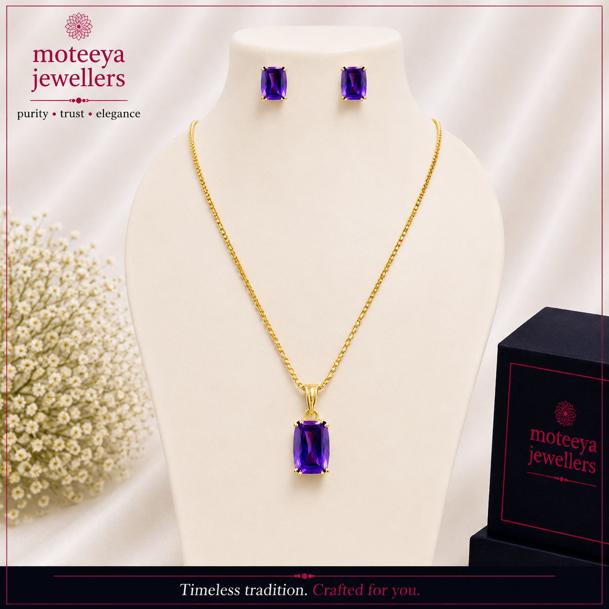 Dark Violet Cut Stone Set m648