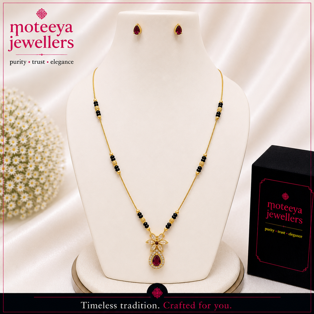 Pink Drop Delicate Mangalsutra with Tops m637