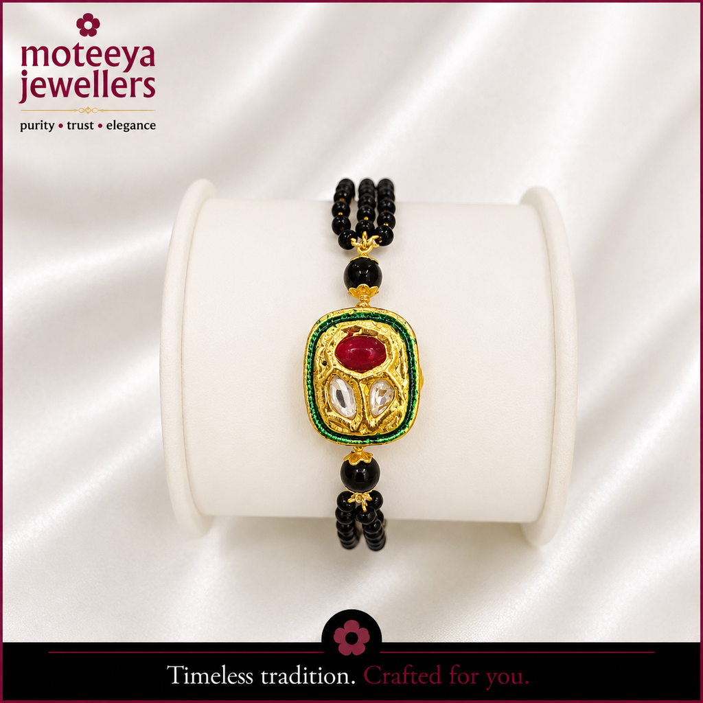 Red Green Meena Mangalsutra Bracelet in Kundan m634 634