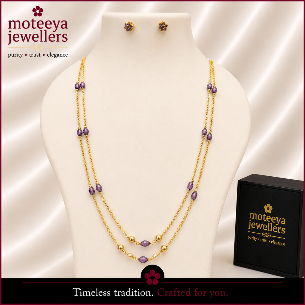 Ameythyst Colour Chain Necklace with Tops m629 629