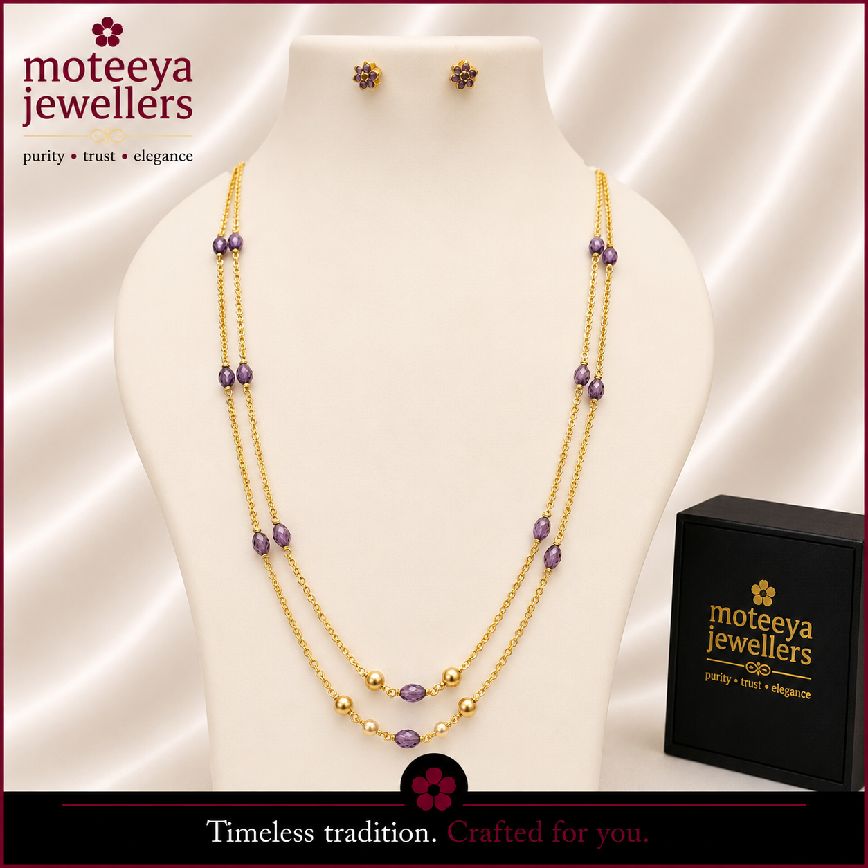 Ameythyst Colour Chain Necklace with Tops m629 629