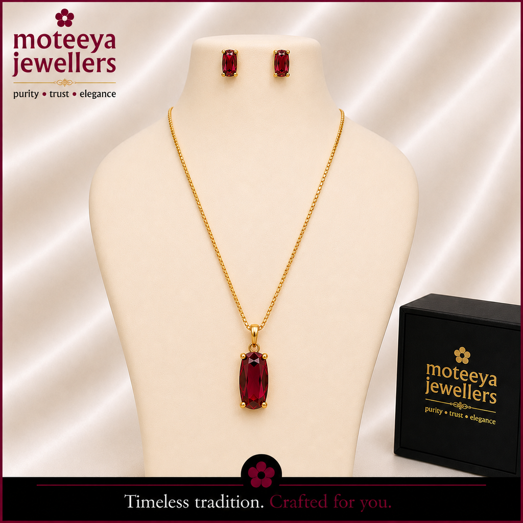 Orange Cut Stone Locket Set m626 626