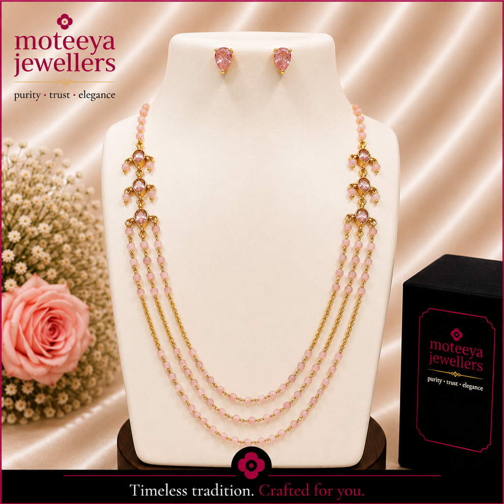 Pink Chain link Necklace Set m356