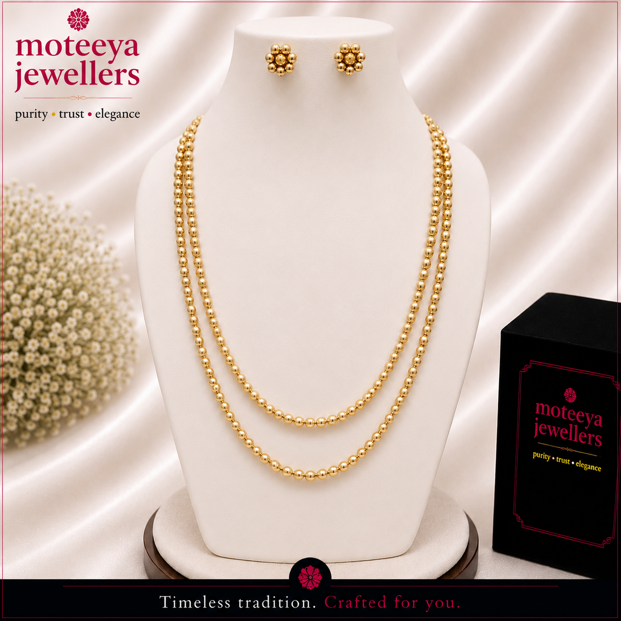 Exquisite Two Layered Pearls Necklace Set m636