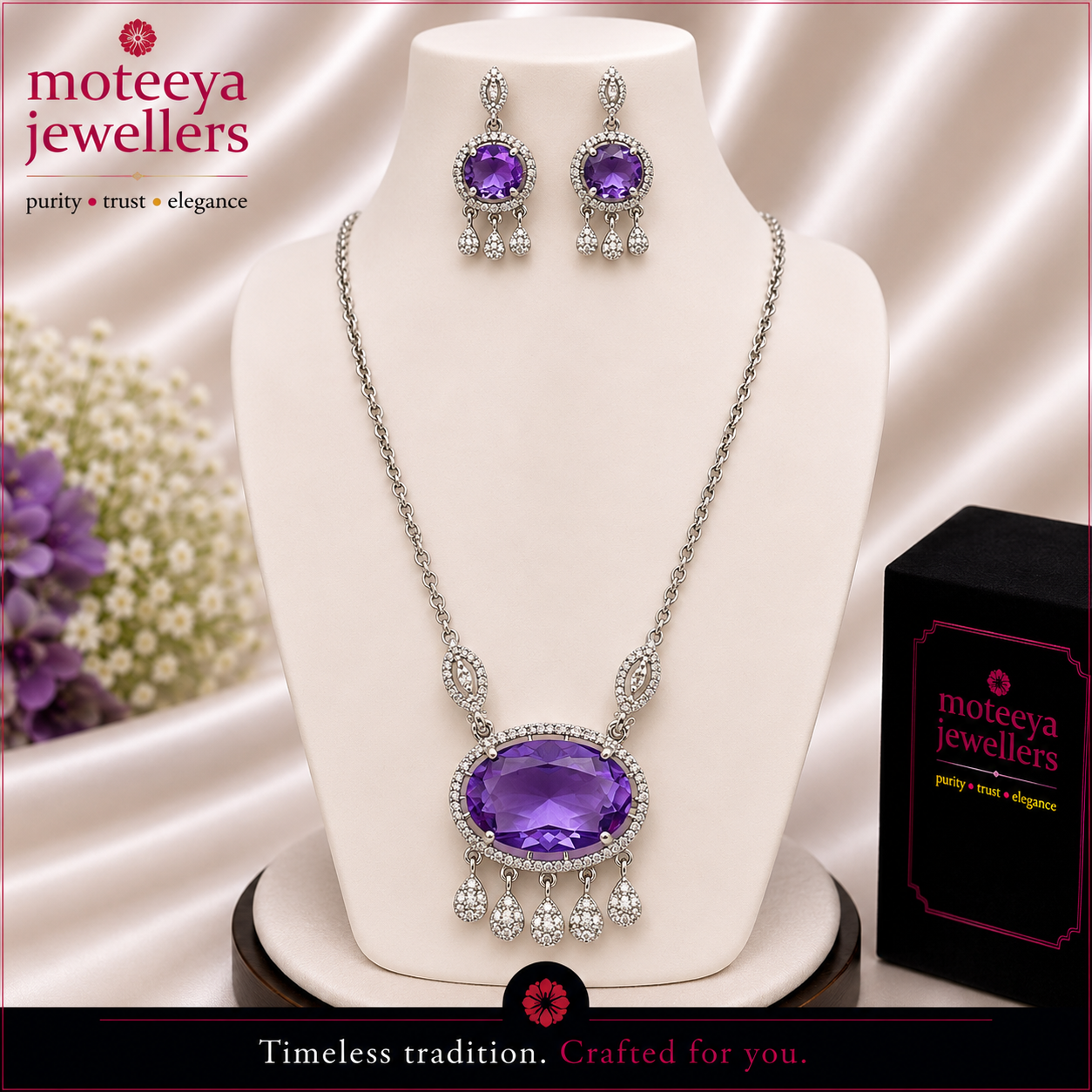 Transparent Oval locket set m328