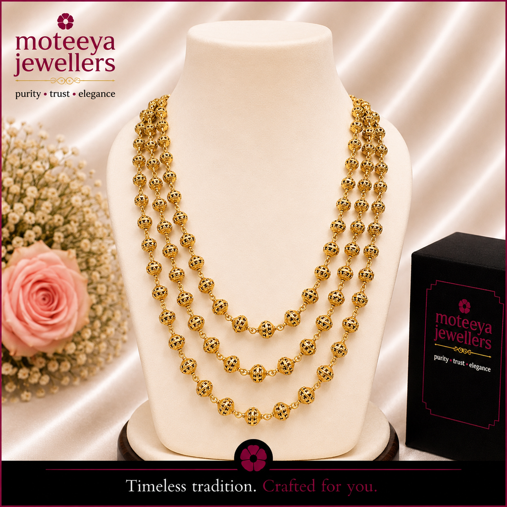 Three Layered Antique Beads Ranihaar mAa412
