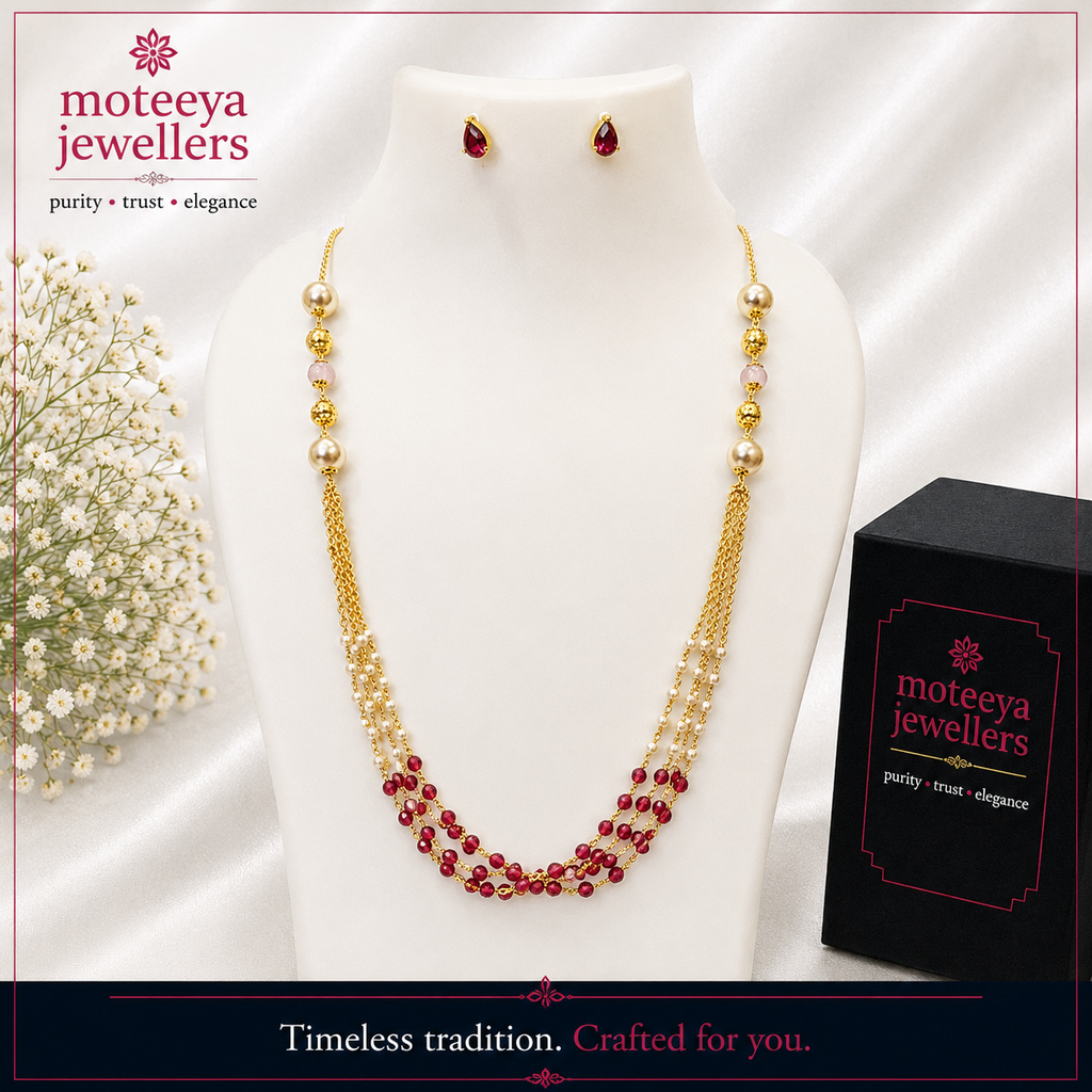 Pink Crystal Chain Necklace Set m618 618