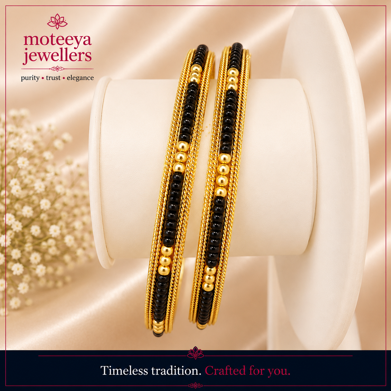 Black and Golden Beads Bangles m611 611