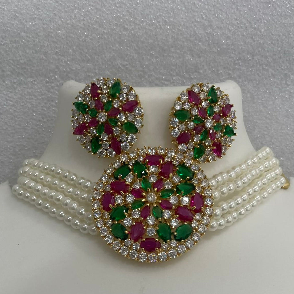 Red Green White chakra choker CH1123