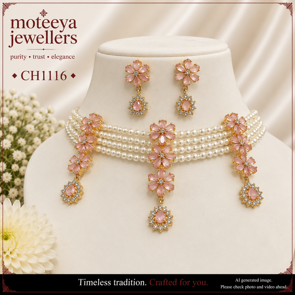 Baby pink dangler choker CH1116