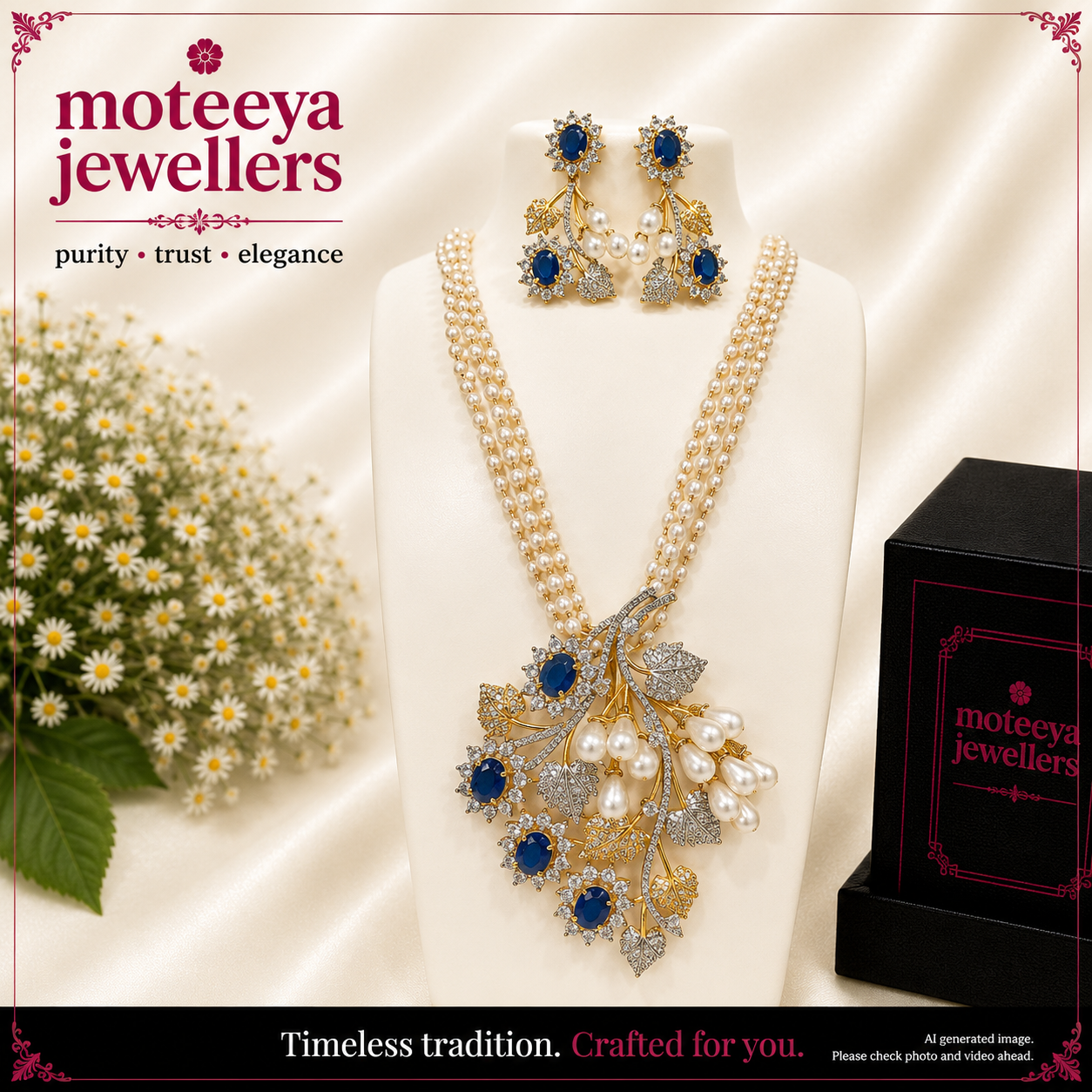 AD Mayur Locket Set with pearl strands L1107 1107