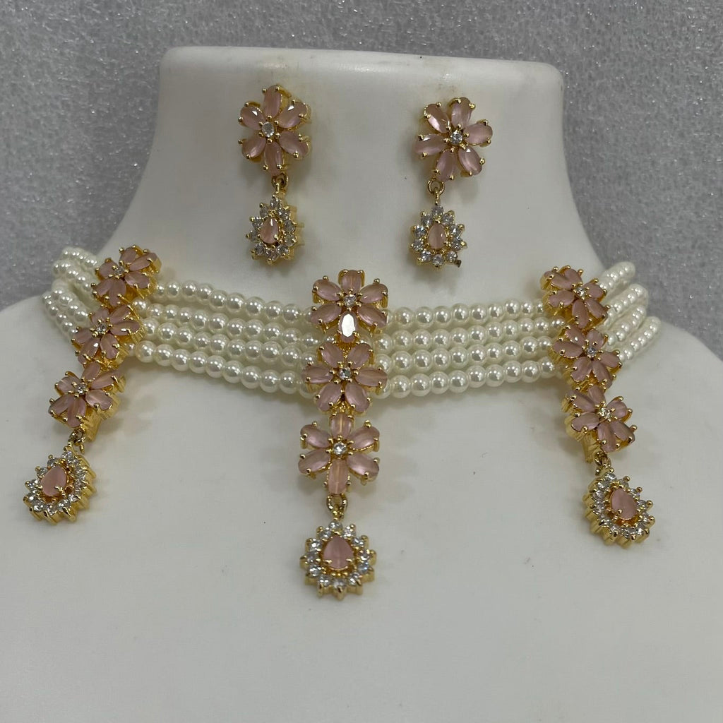Baby pink dangler choker CH1116