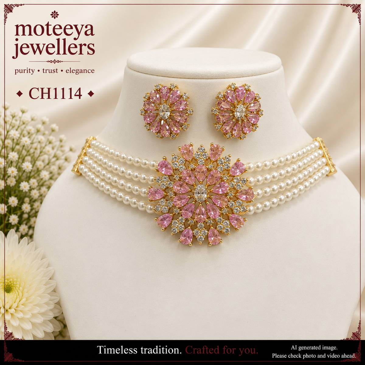 Baby pink choker CH1114