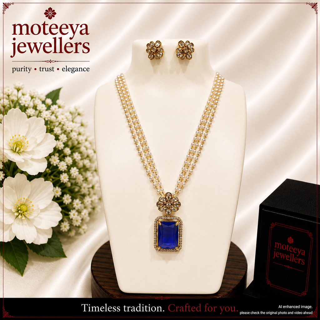 AD single stone locket set with pearl strands L1105 1105