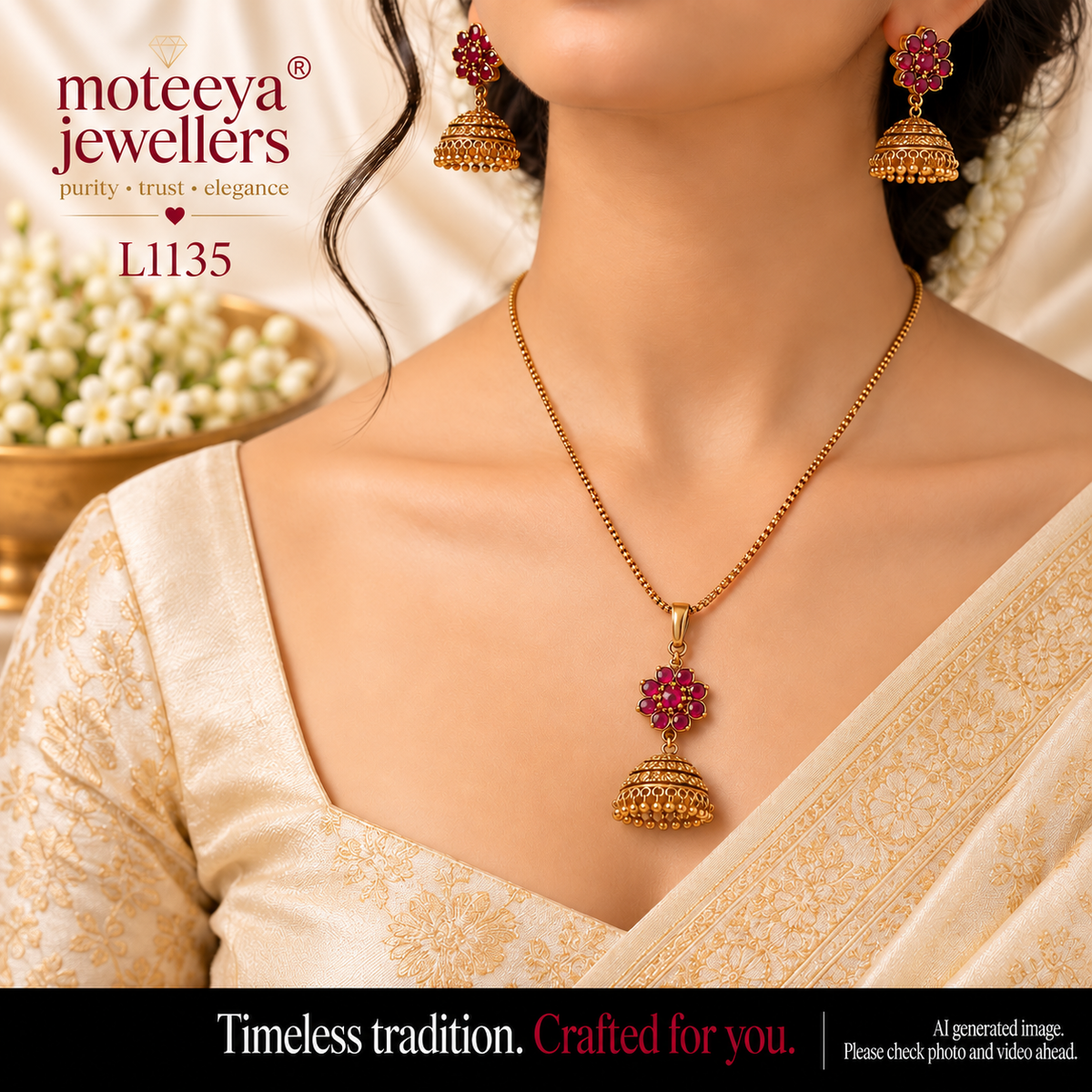 Ghumti rubi color locket set L1135 1135