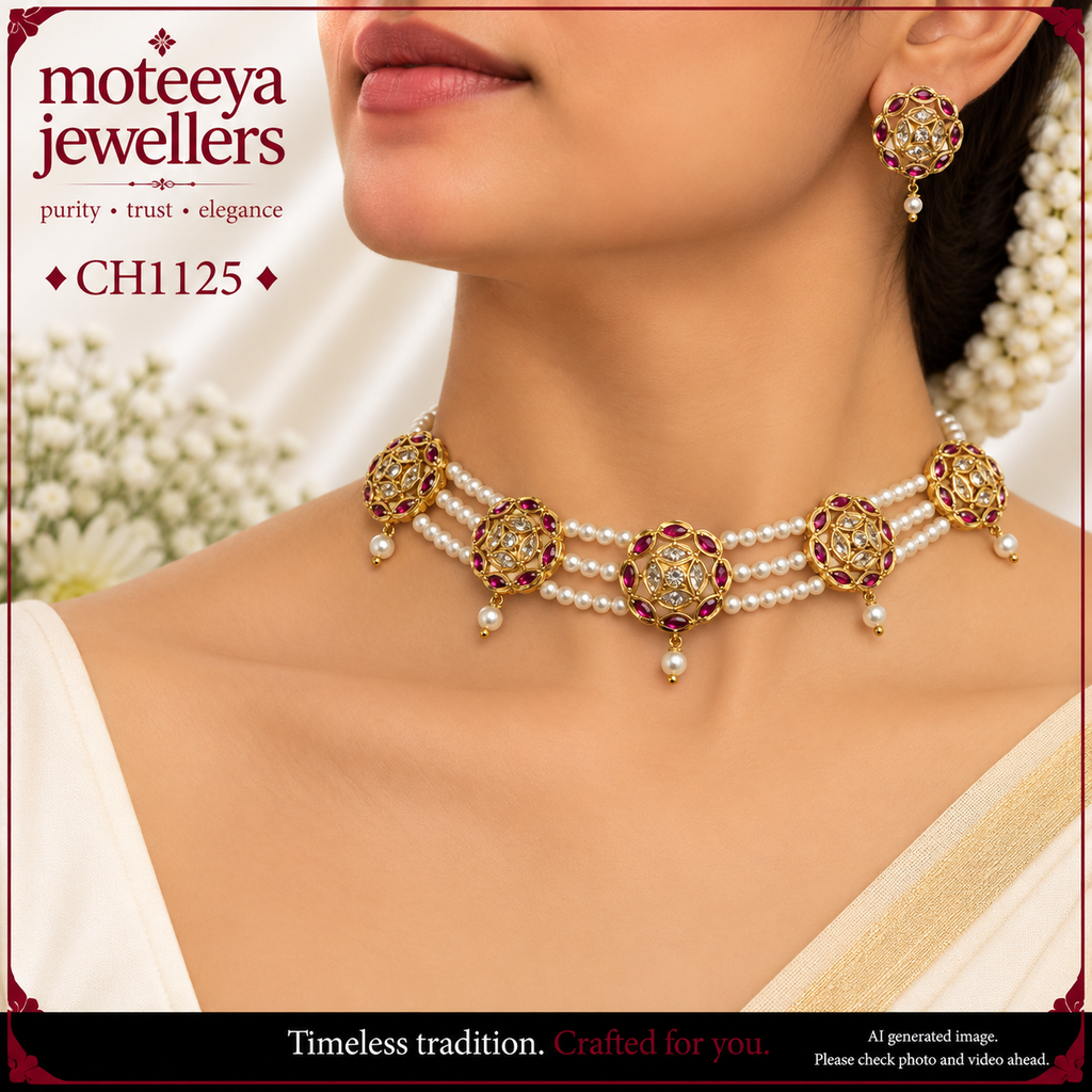 Red white AD Chakri Choker CH1125