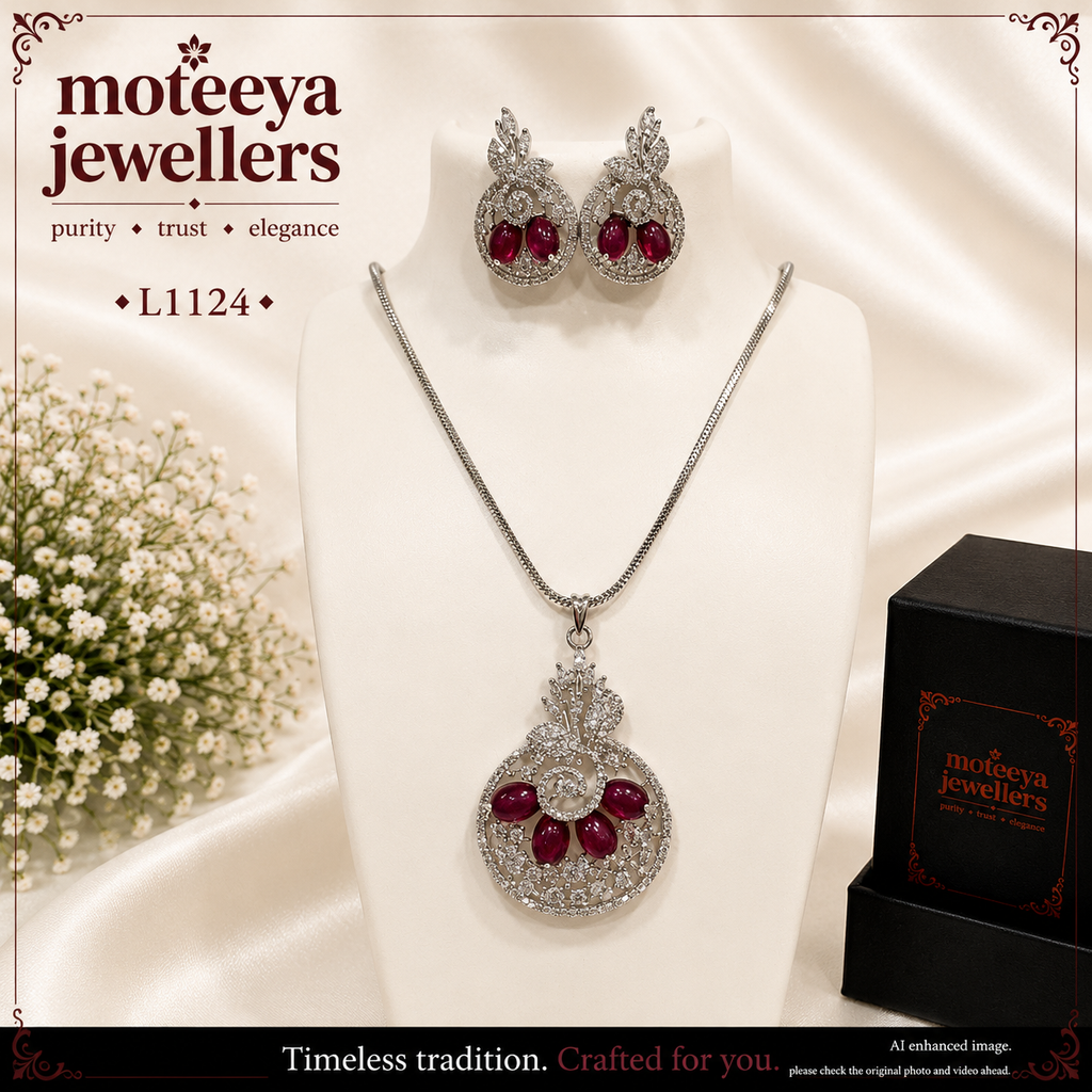 AD silver finish locket set L1124 1124