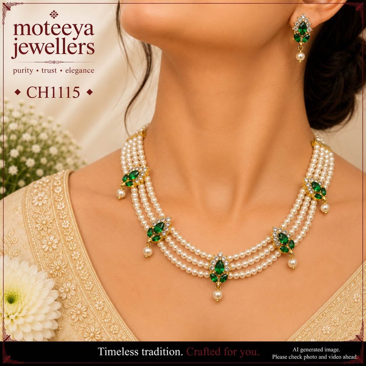Green AD petal Choker CH1115