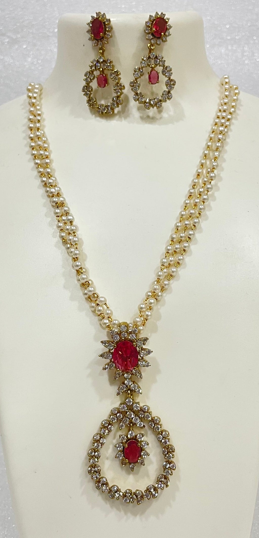 AD Ring Pendulum Locket Set with pearl strands L1104 1104