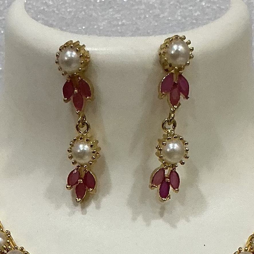 Pearl and pink stone necklace N1110 1110