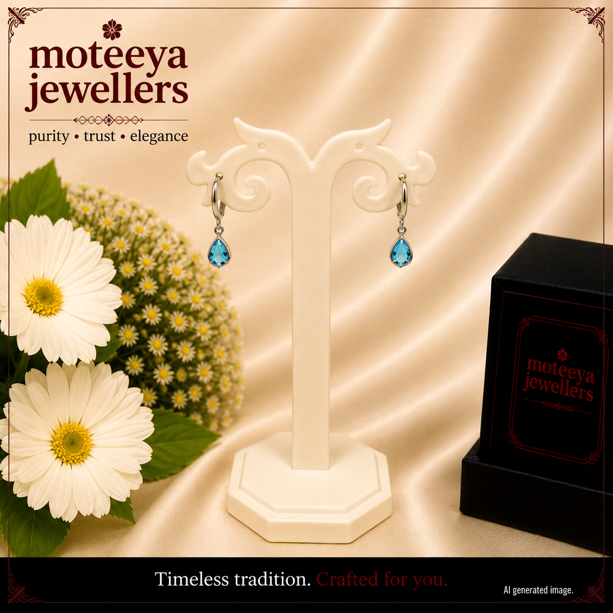 Silver earings with drops T1100 1100