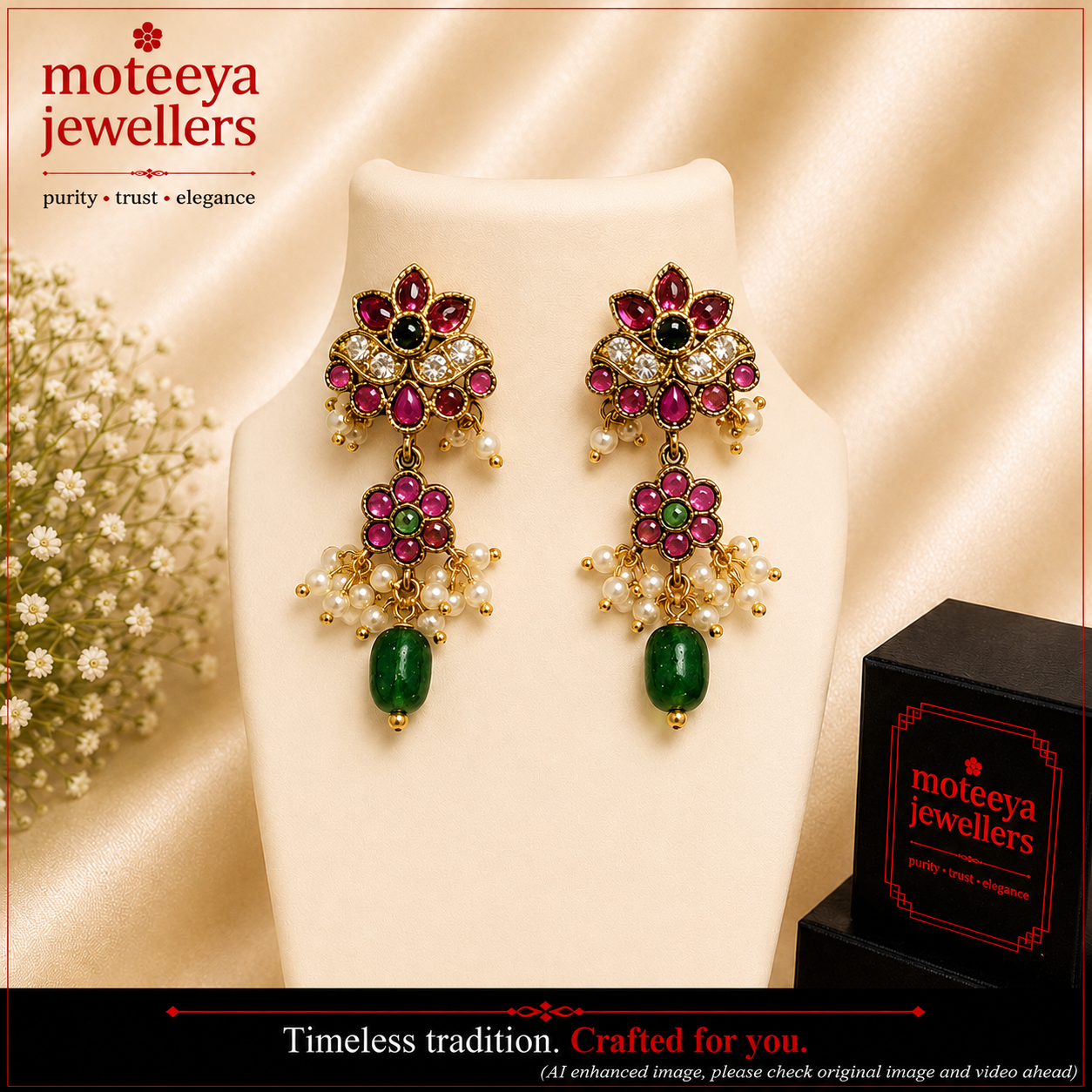 Red Green Dangler Earrings m549 mAa549 549